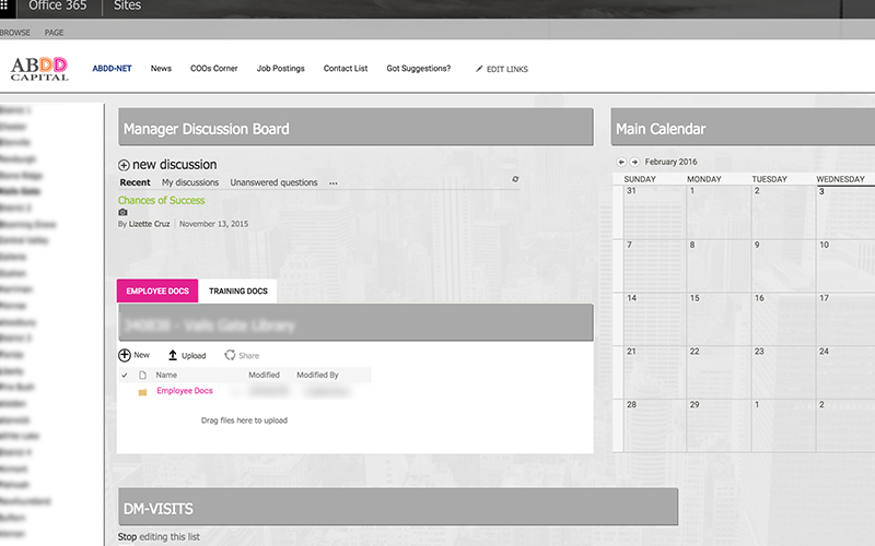 SharePoint Intranet Build for Dunkin Donuts Franchisee